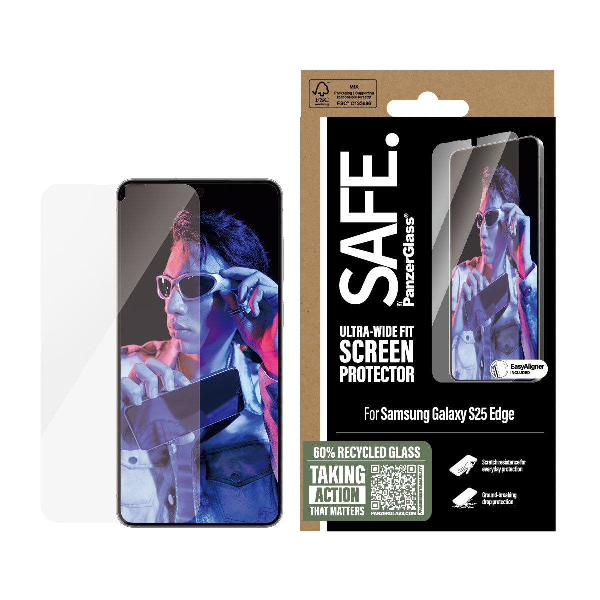 SAFE. by PanzerGlass® Displayschutz Samsung S25 Edge | Ultra-Wide Fit
